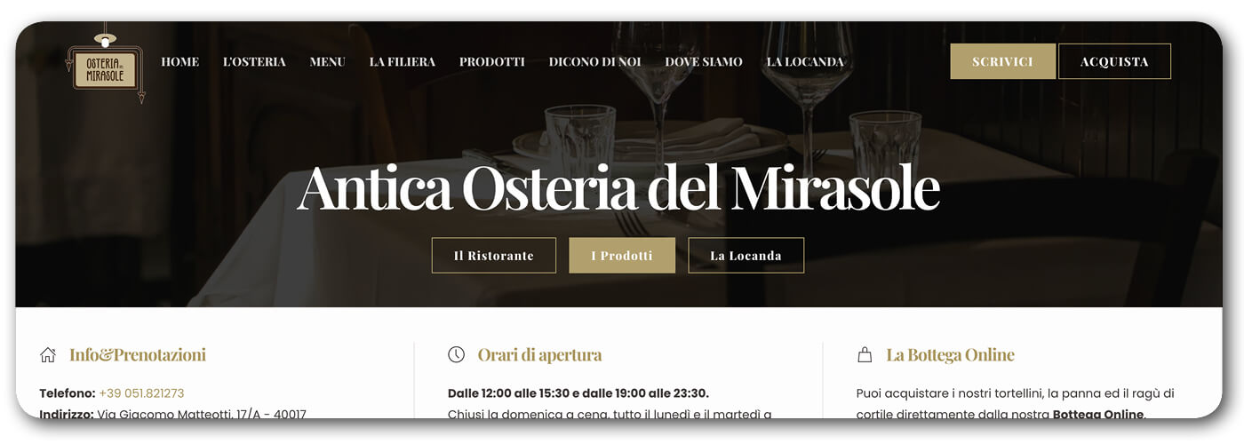 Visit the website https://www.osteriadelmirasole.it/